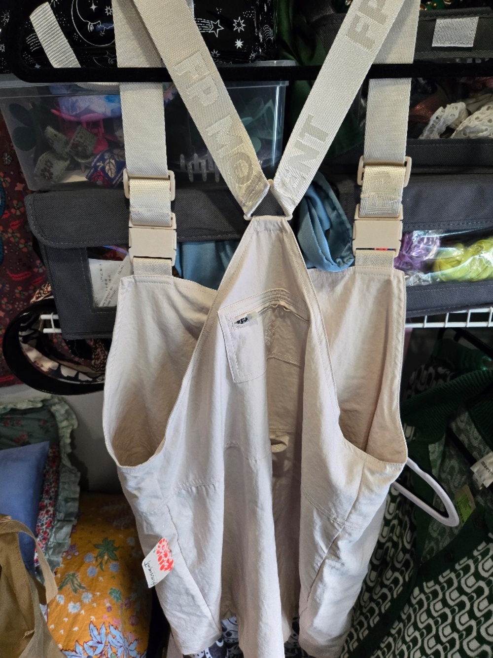 free people movement short overalls with zip pockets hiking gear large nwt - Picture 2 of 3